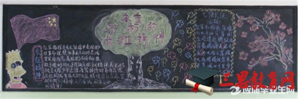 學長征精神黑板報模板設計