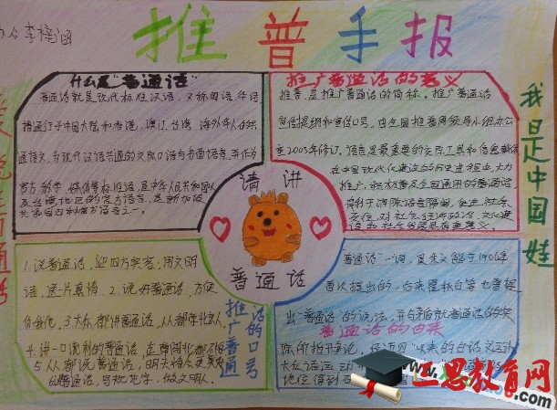 小學普通話手抄報圖片