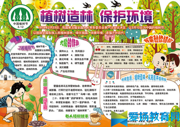 五年級植樹節手抄報設計圖